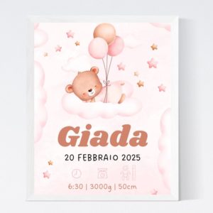 quadretto nascita personalizzato bambina