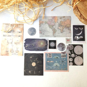 set ephemera per scrapbooking planets