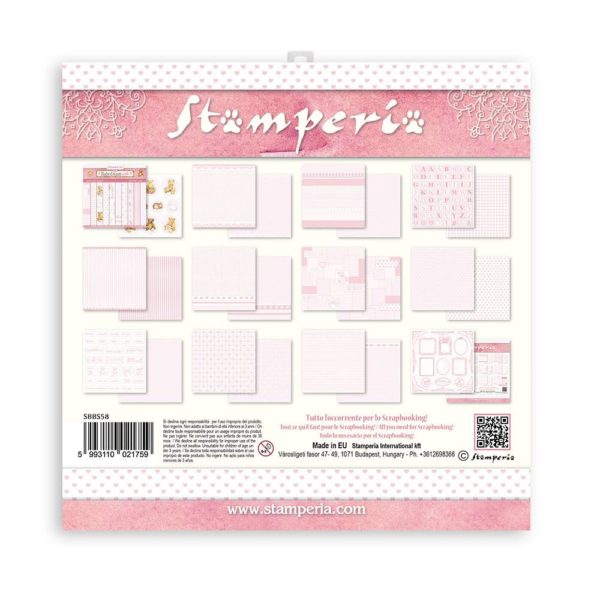 Blocco di carte scrap Babydream Pink Backgrounds Stamperia - immagine 2