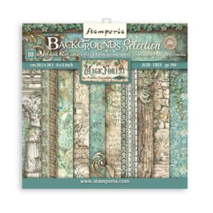 blocco di carte magic forest backgrounds stamperia