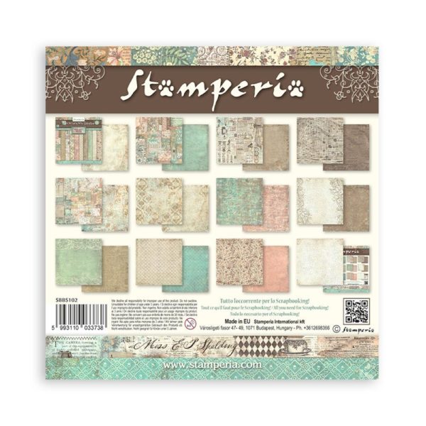 Blocco di carte scrap Brocante Antiques Backgrounds Stamperia - immagine 2