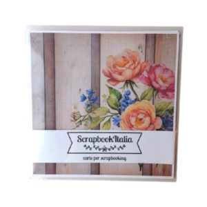 carta per scrapbooking fiori su legno